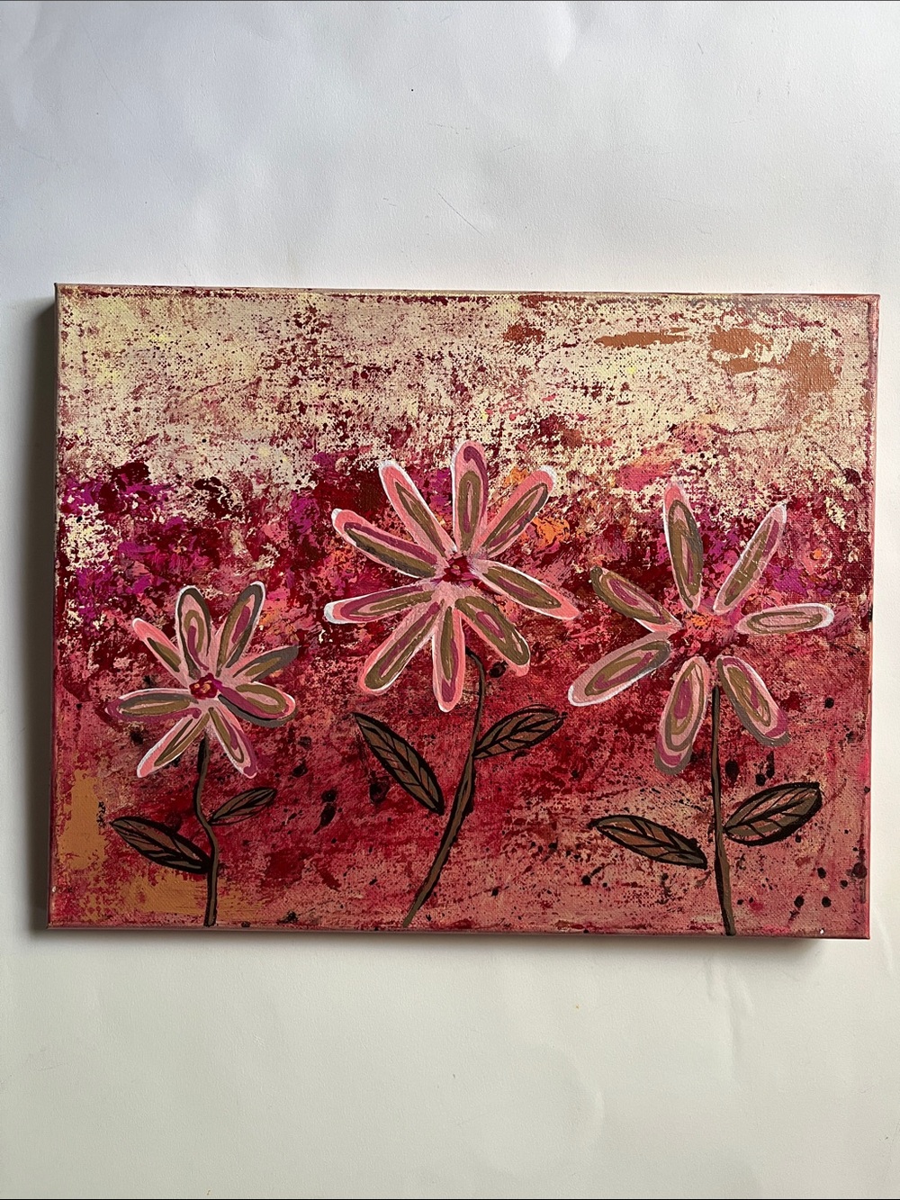 Abstract Floral 11x14 Painting | Original Acrylic Canvas Wall Art